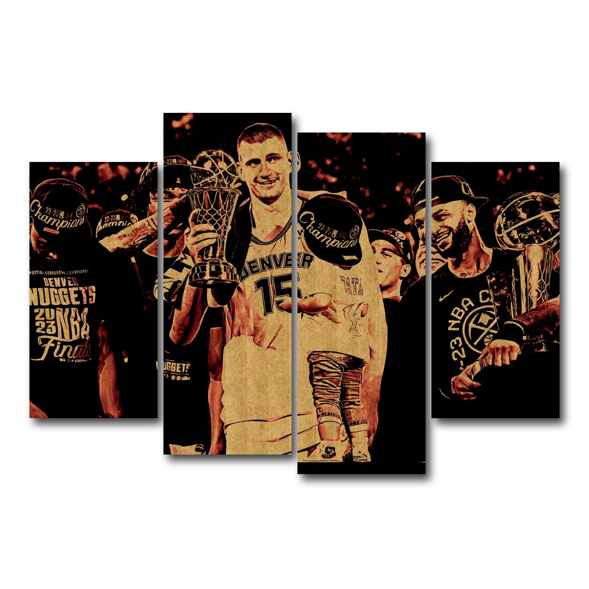 AUTO-MOCKUP WHITE | Nuggets Champions Gold | 4 Piece | Gallery Wrap Canvas | group=4_short