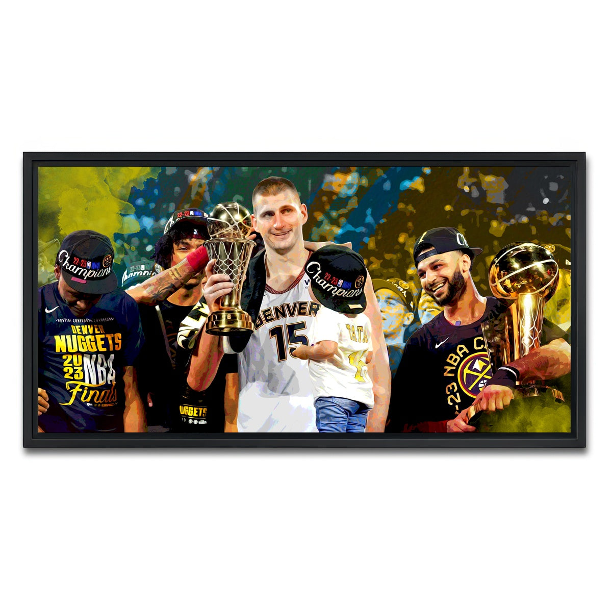 AUTO-MOCKUP WHITE | Nuggets Finals Champs | 1 Piece | Black Framed Canvas | group=2x1