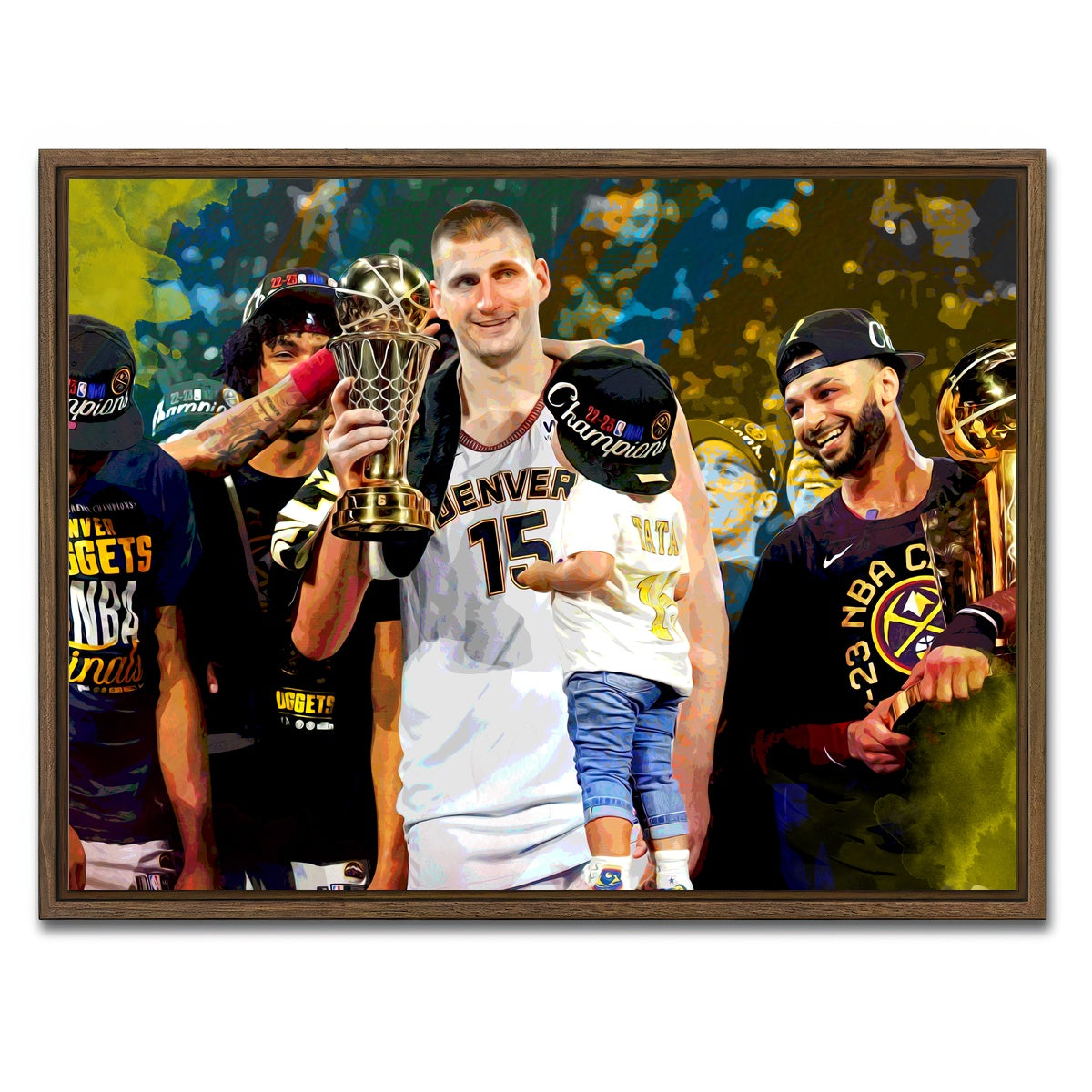AUTO-MOCKUP WHITE | Nuggets Finals Champs | 1 Piece | Walnut Framed Canvas | group=4x3