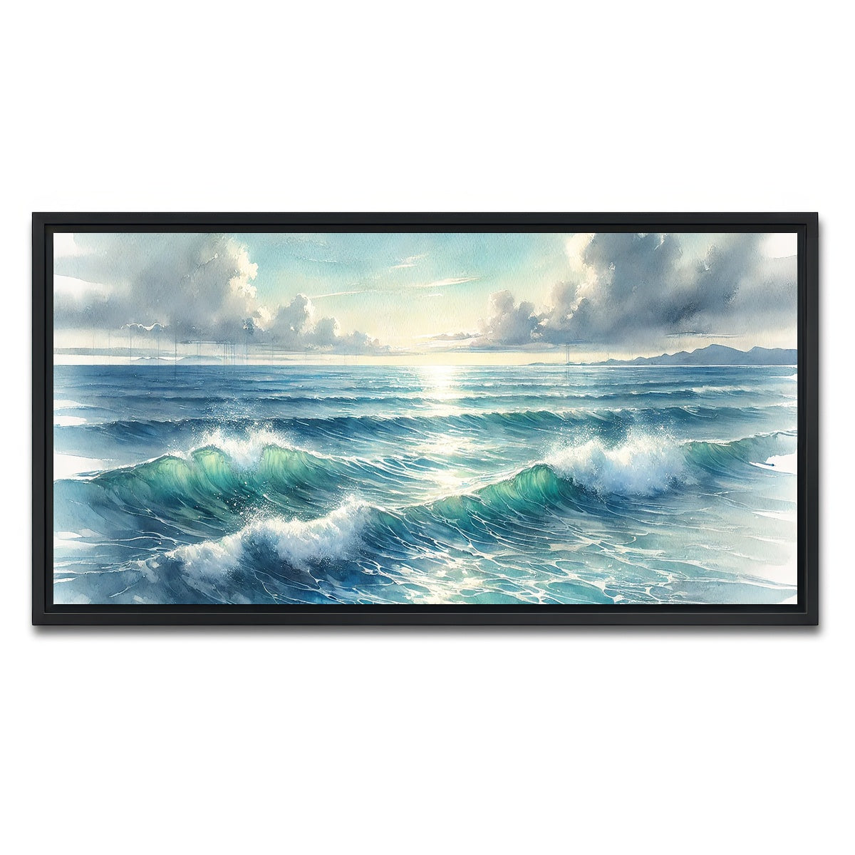 AUTO-MOCKUP WHITE | Ocean Horizon | 1 Piece | Black Framed Canvas | group=2x1