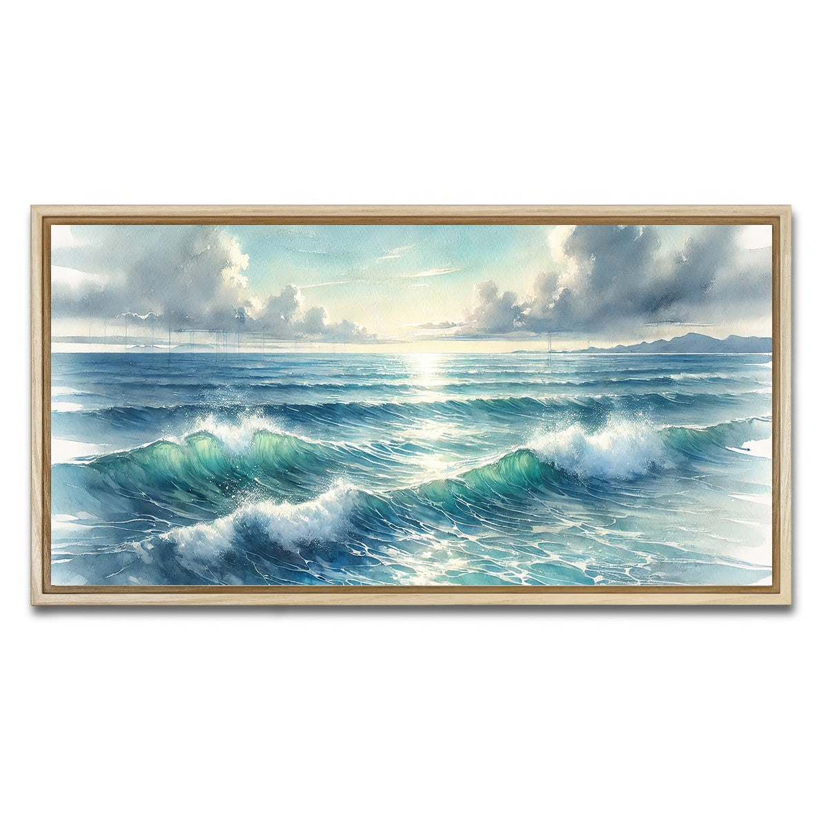 AUTO-MOCKUP WHITE | Ocean Horizon | 1 Piece | Natural Framed Canvas | group=2x1