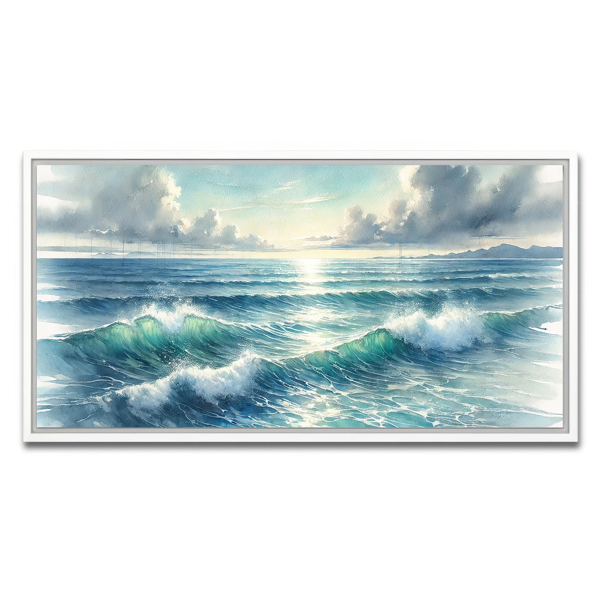 AUTO-MOCKUP WHITE | Ocean Horizon | 1 Piece | White Framed Canvas | group=2x1