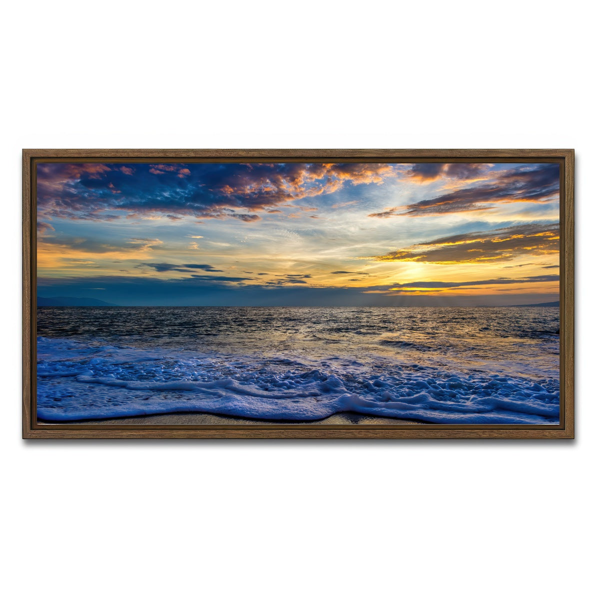 AUTO-MOCKUP WHITE | Ocean Landscape | 1 Piece | Walnut Framed Canvas | group=2x1