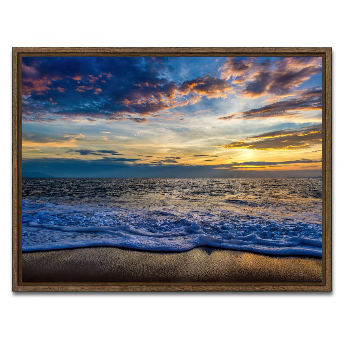 AUTO-MOCKUP WHITE | Ocean Landscape | 1 Piece | Walnut Framed Canvas | group=4x3