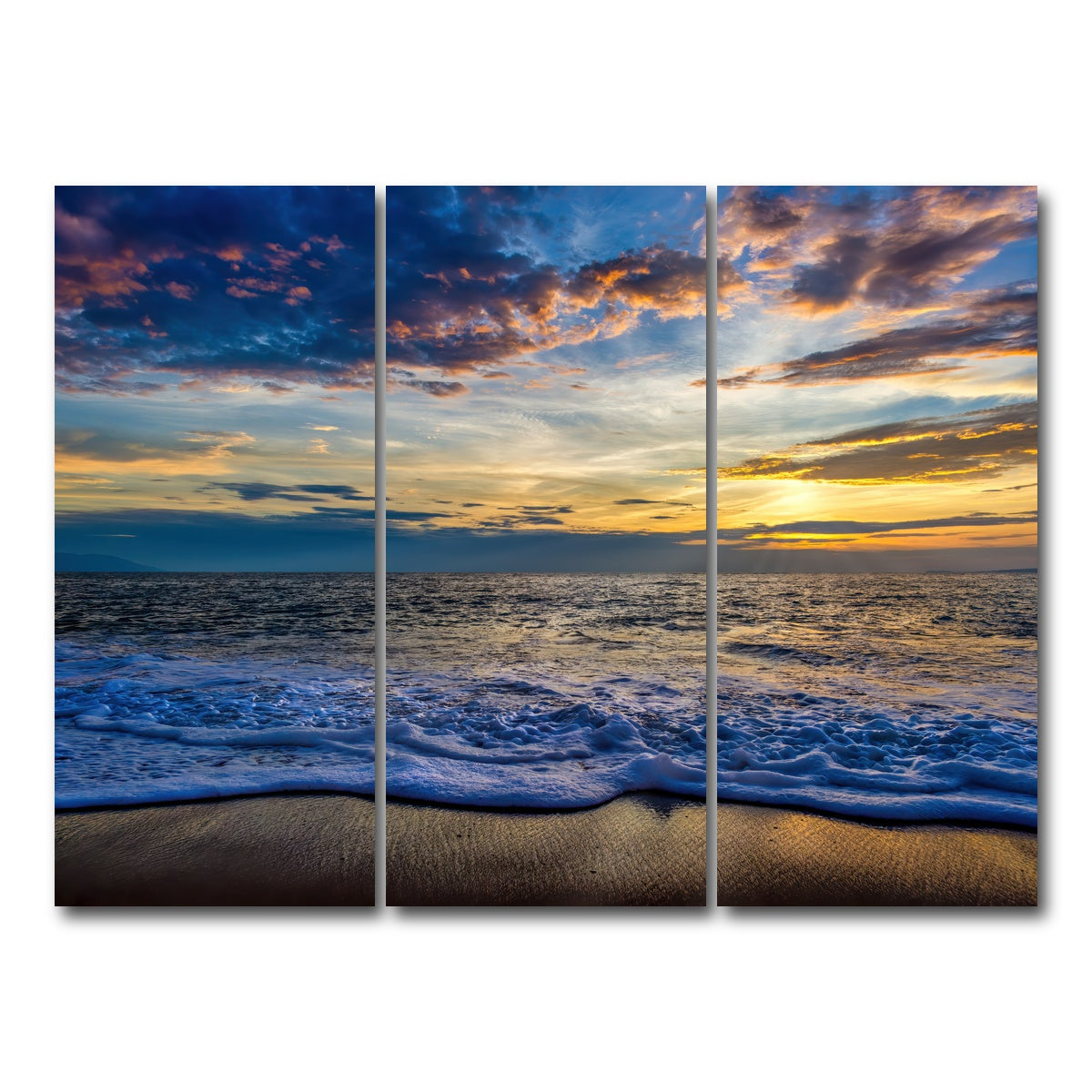 AUTO-MOCKUP WHITE | Ocean Landscape | 3 Piece | Gallery Wrap Canvas | group=8x18