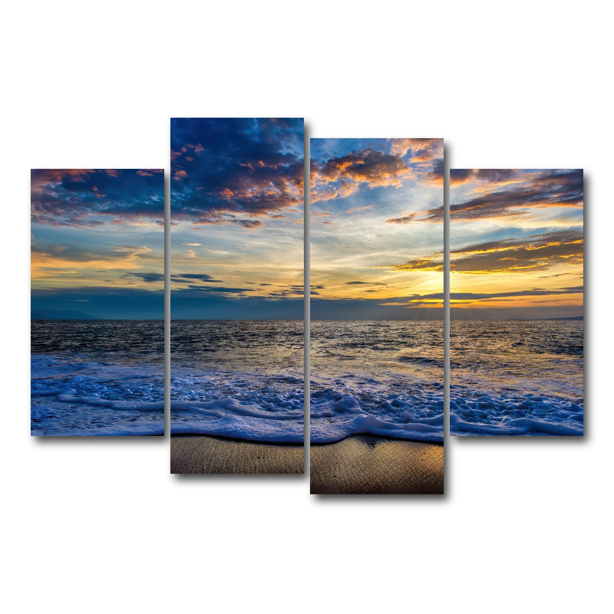 AUTO-MOCKUP WHITE | Ocean Landscape | 4 Piece | Gallery Wrap Canvas | group=4_short