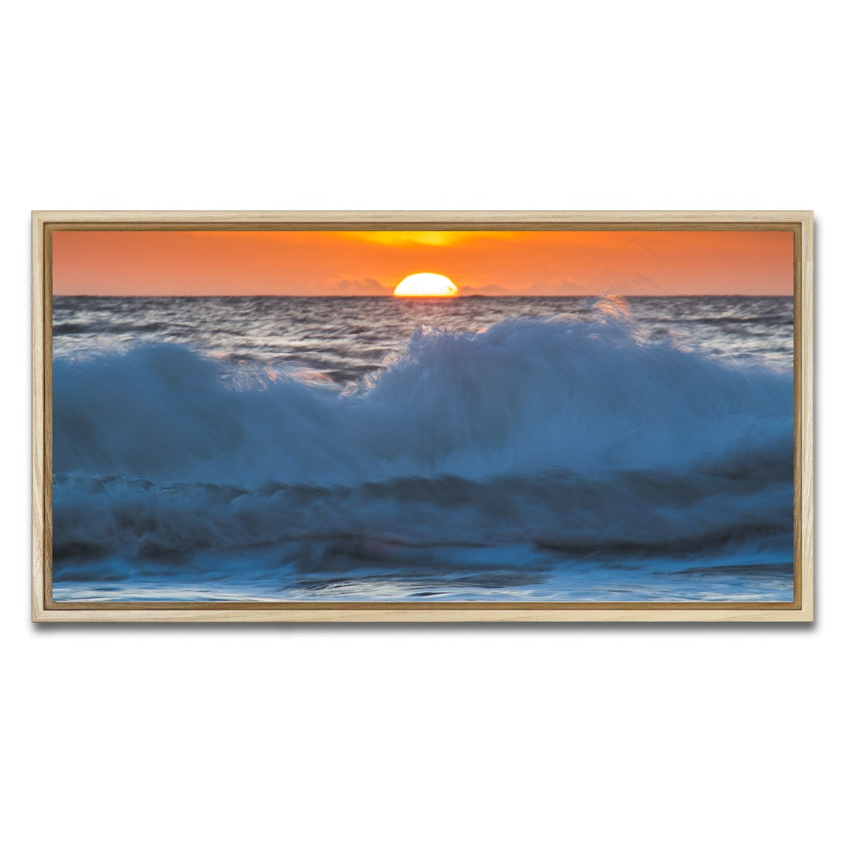 AUTO-MOCKUP WHITE | Ocean Sunrise | 1 Piece | Natural Framed Canvas | group=2x1