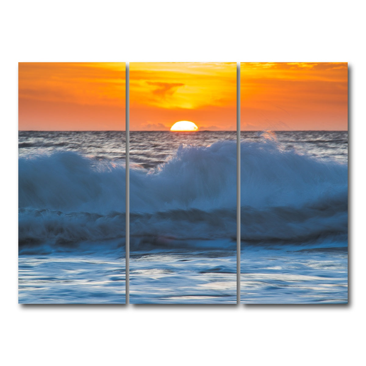 AUTO-MOCKUP WHITE | Ocean Sunrise | 3 Piece | Gallery Wrap Canvas | group=8x18