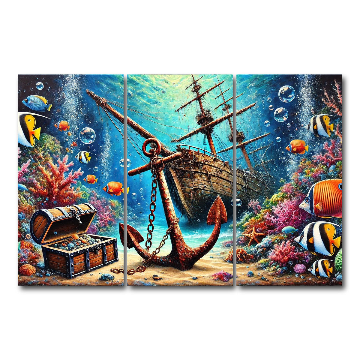 AUTO-MOCKUP WHITE | Ocean Treasures | 3 Piece | Gallery Wrap Canvas | group=12x24