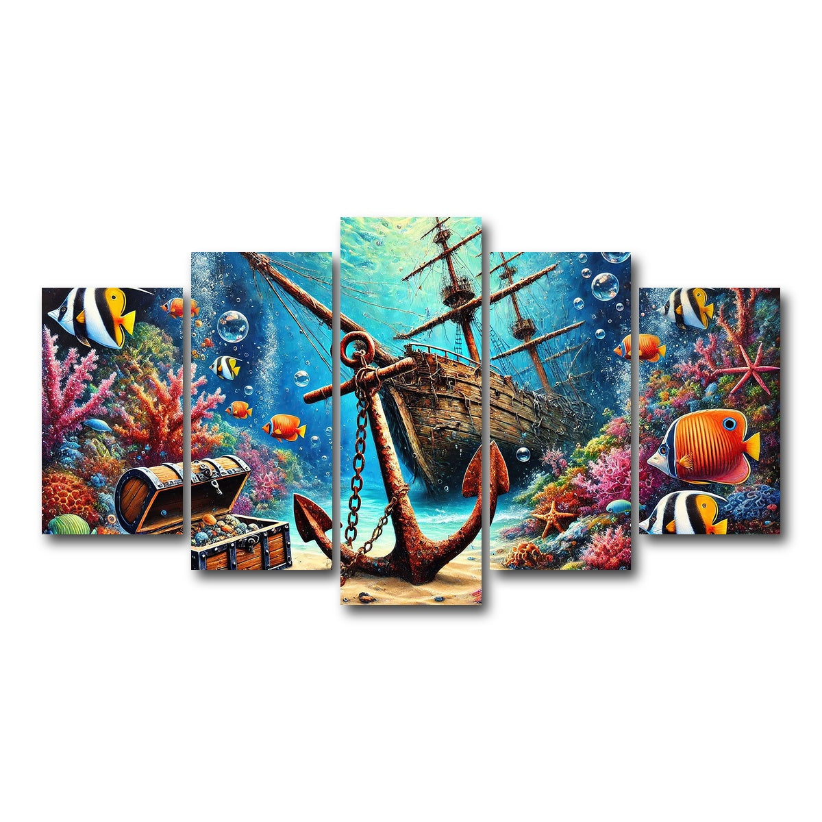 AUTO-MOCKUP WHITE | Ocean Treasures | 5 Piece | Gallery Wrap Canvas | group=5_normal