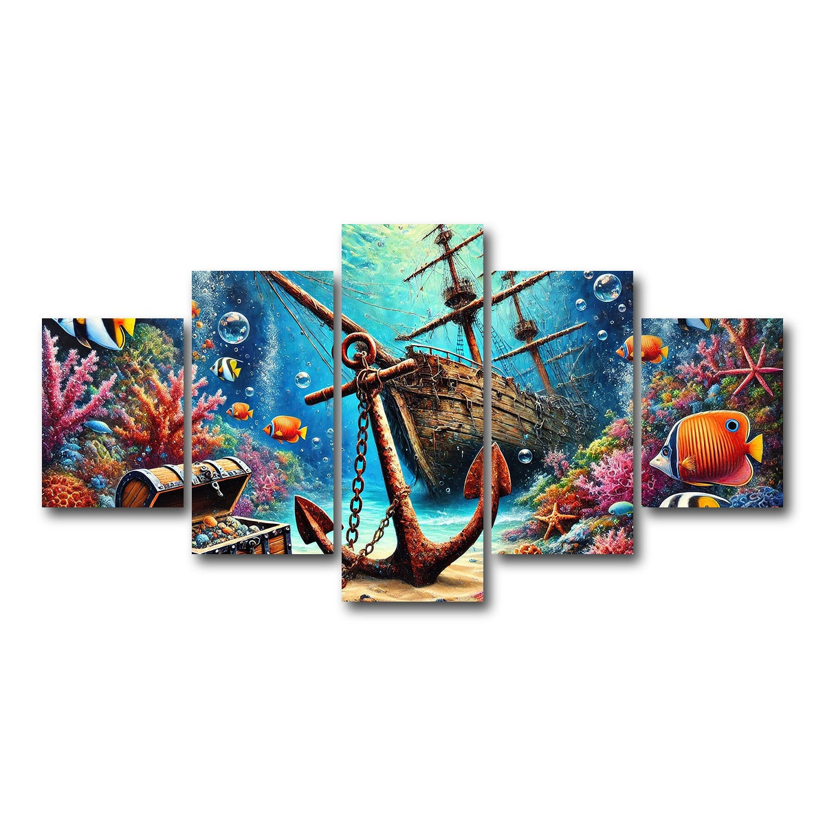 AUTO-MOCKUP WHITE | Ocean Treasures | 5 Piece | Gallery Wrap Canvas | group=5_short