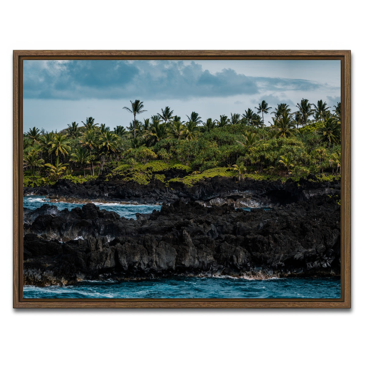 AUTO-MOCKUP WHITE | Ocean and Lava Rock | 1 Piece | Walnut Framed Canvas | group=4x3