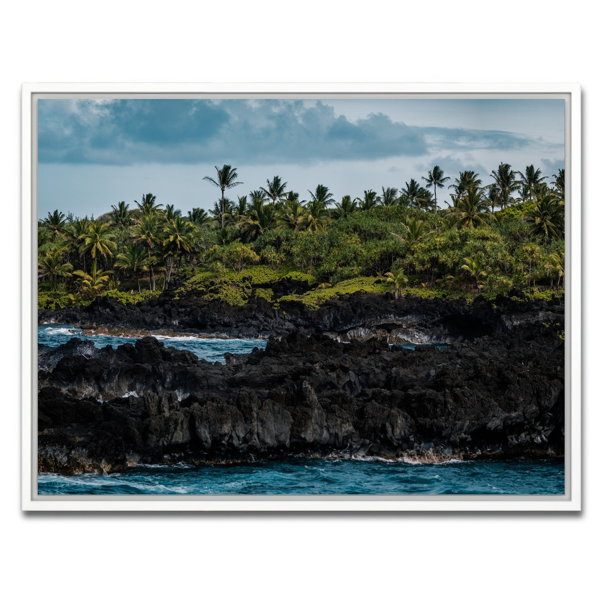 AUTO-MOCKUP WHITE | Ocean and Lava Rock | 1 Piece | White Framed Canvas | group=4x3