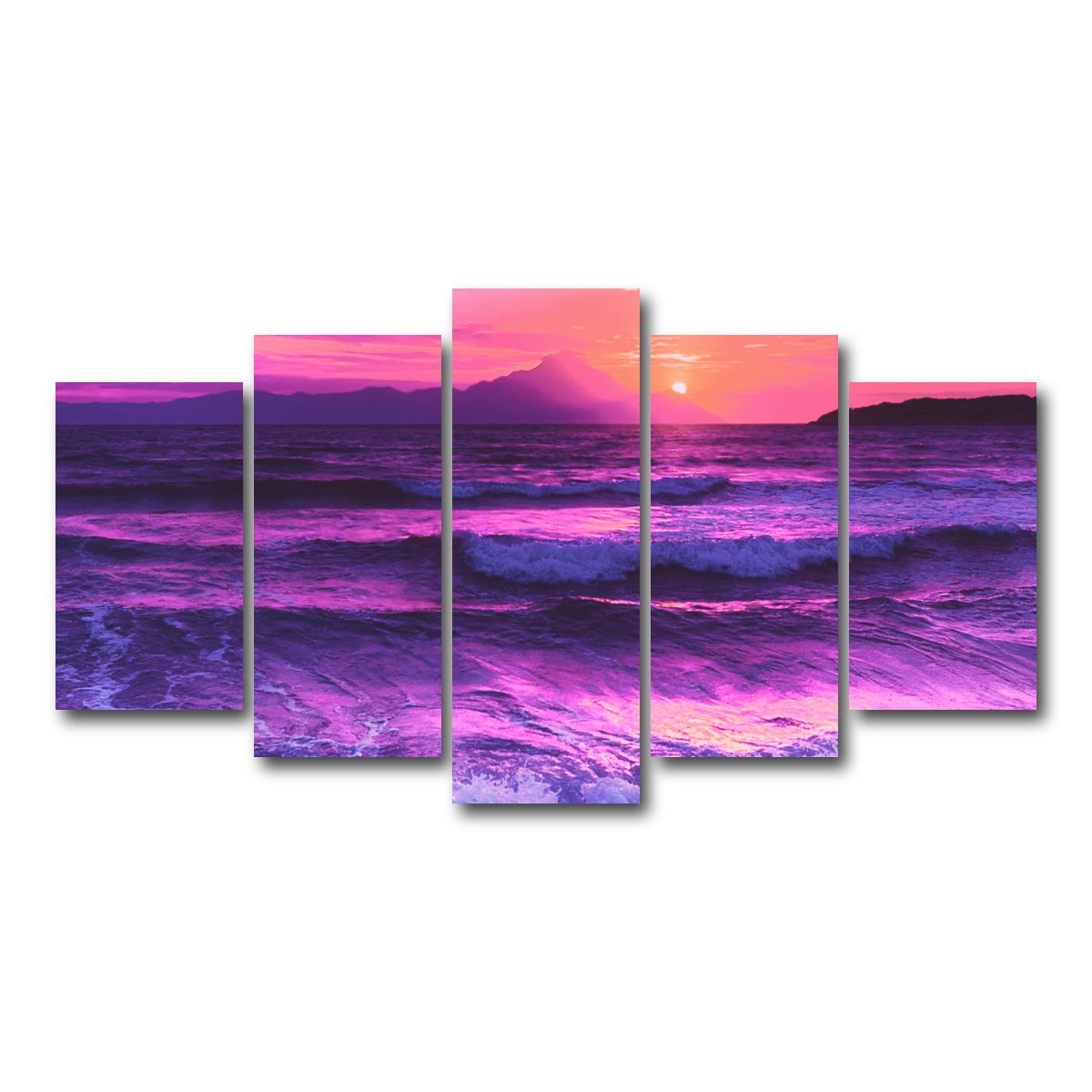 AUTO-MOCKUP WHITE | Oceanview at Sunset | 5 Piece | Gallery Wrap Canvas | group=5_normal