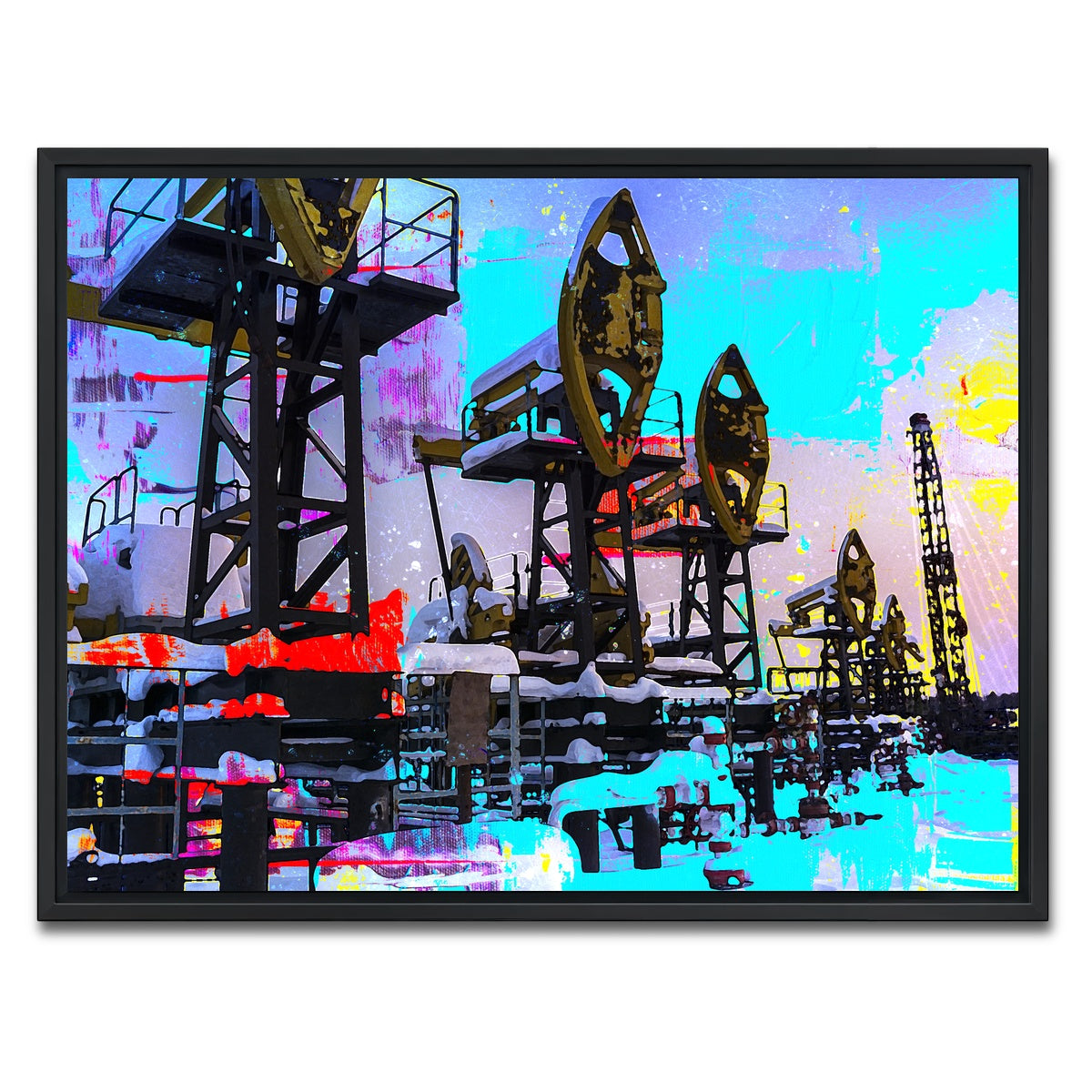 AUTO-MOCKUP WHITE | Oil Field | 1 Piece | Black Framed Canvas | group=4x3