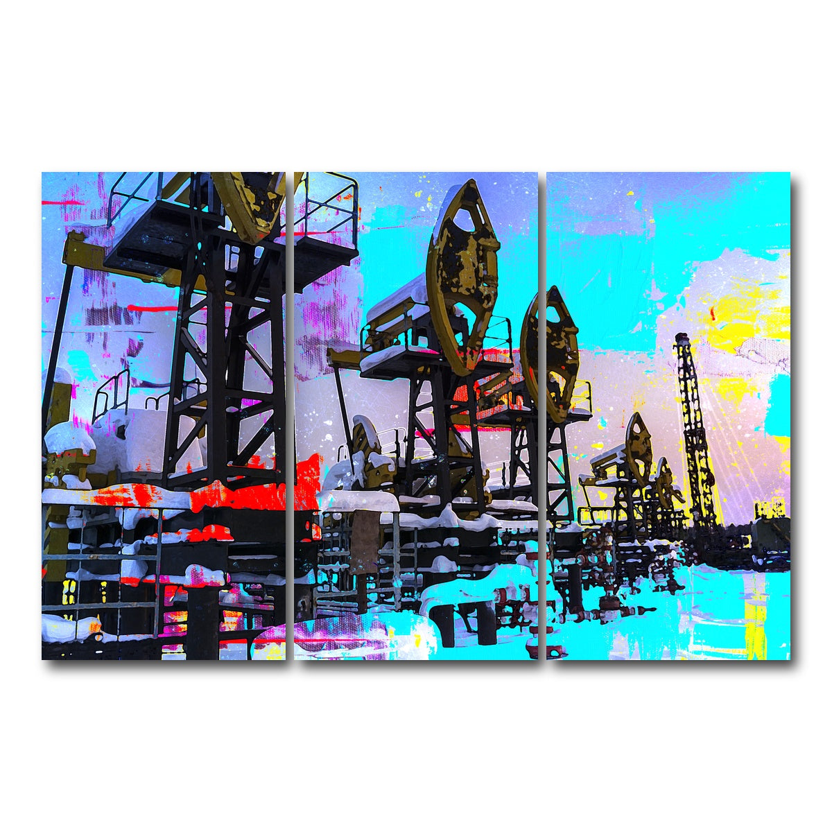 AUTO-MOCKUP WHITE | Oil Field | 3 Piece | Gallery Wrap Canvas | group=12x24