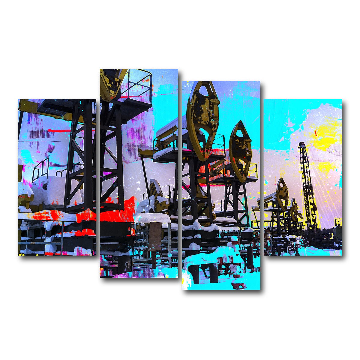AUTO-MOCKUP WHITE | Oil Field | 4 Piece | Gallery Wrap Canvas | group=4_short
