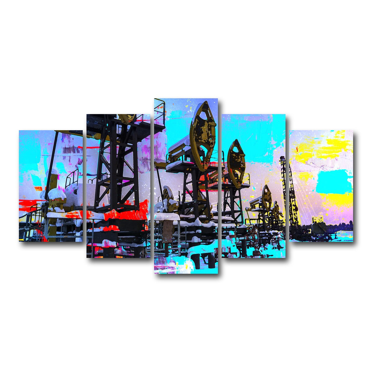 AUTO-MOCKUP WHITE | Oil Field | 5 Piece | Gallery Wrap Canvas | group=5_normal