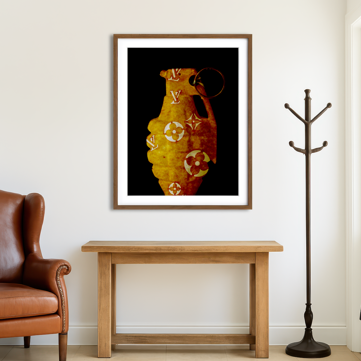 AUTO-MOCKUP ROOM | Old Gold LV Grenade Wall Art