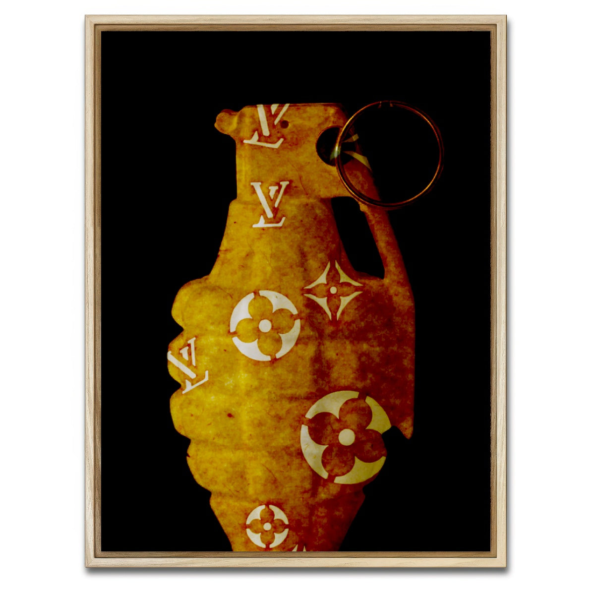 AUTO-MOCKUP WHITE | Old Gold LV Grenade | 1 Piece | Natural Framed Canvas | group=3x4