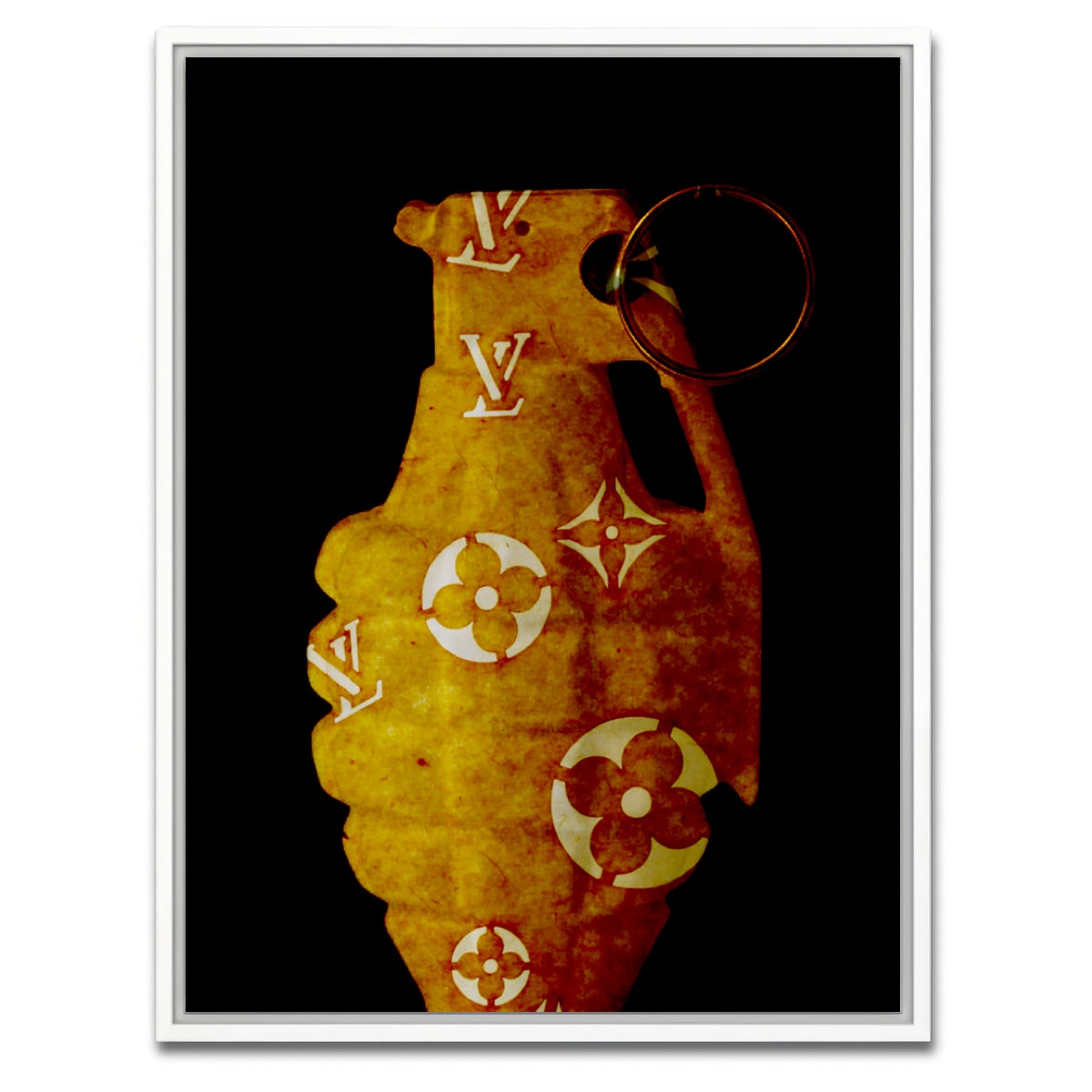 AUTO-MOCKUP WHITE | Old Gold LV Grenade | 1 Piece | White Framed Canvas | group=3x4