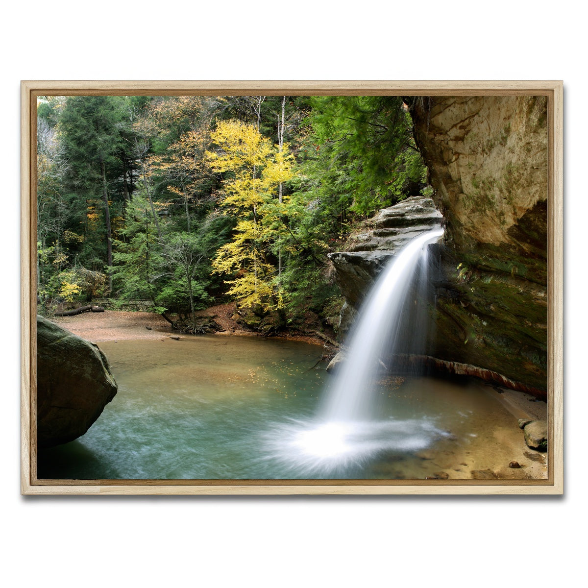 AUTO-MOCKUP WHITE | Old Man's Cave Lower Falls | 1 Piece | Natural Framed Canvas | group=4x3