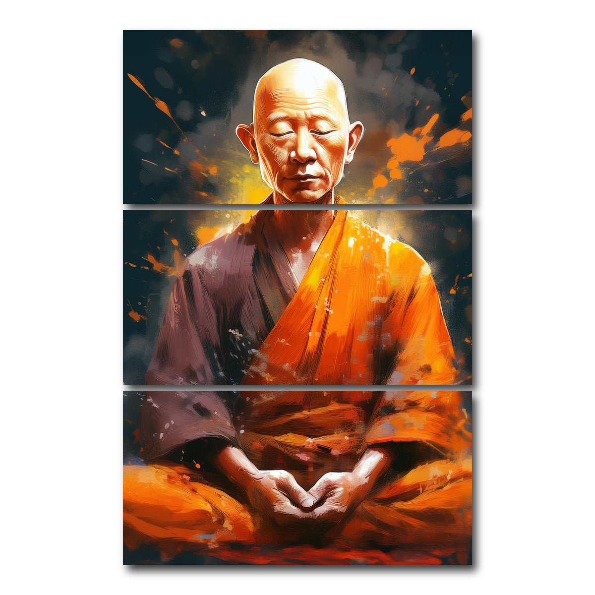 AUTO-MOCKUP WHITE | Old Monk | 3 Piece | Gallery Wrap Canvas | group=12x24_stacked