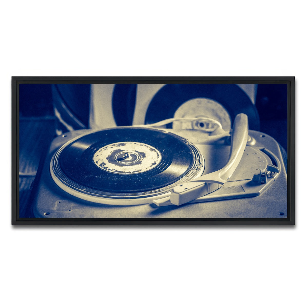 AUTO-MOCKUP WHITE | Old Record Player | 1 Piece | Black Framed Canvas | group=2x1