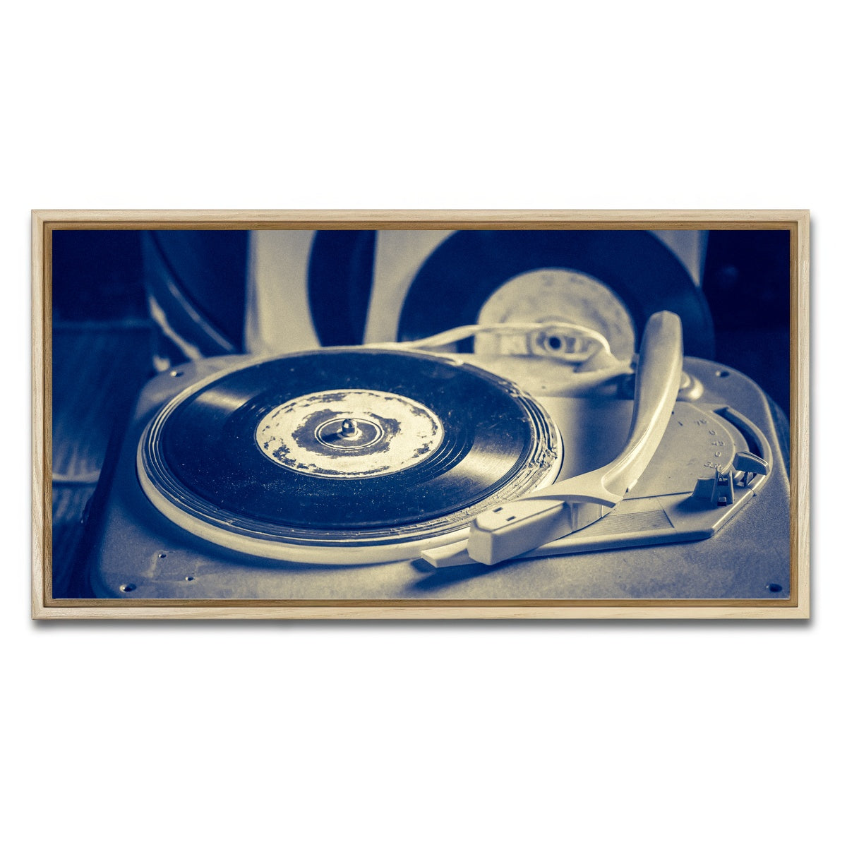 AUTO-MOCKUP WHITE | Old Record Player | 1 Piece | Natural Framed Canvas | group=2x1