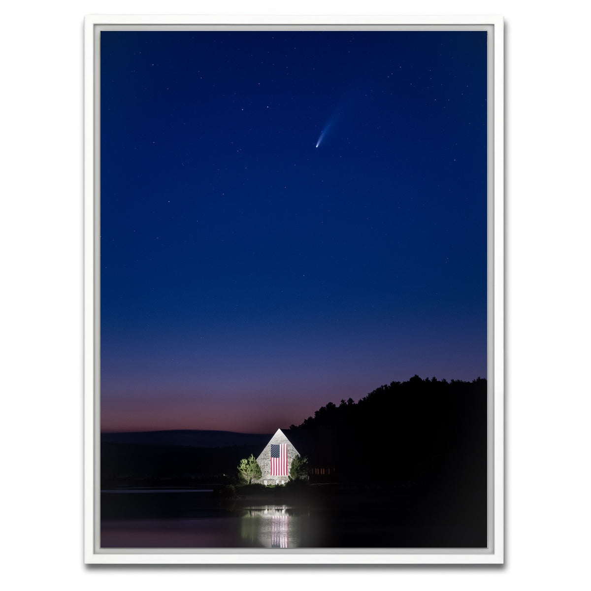 AUTO-MOCKUP WHITE | Old Stone Church and Neowise | 1 Piece | White Framed Canvas | group=3x4