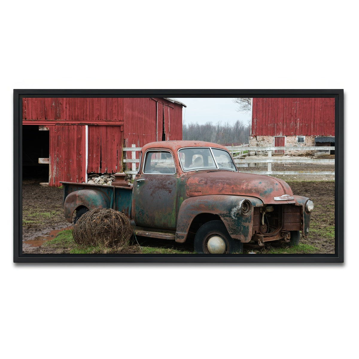 AUTO-MOCKUP WHITE | Old Wisconsin Dairy Farm Truck | 1 Piece | Black Framed Canvas | group=2x1