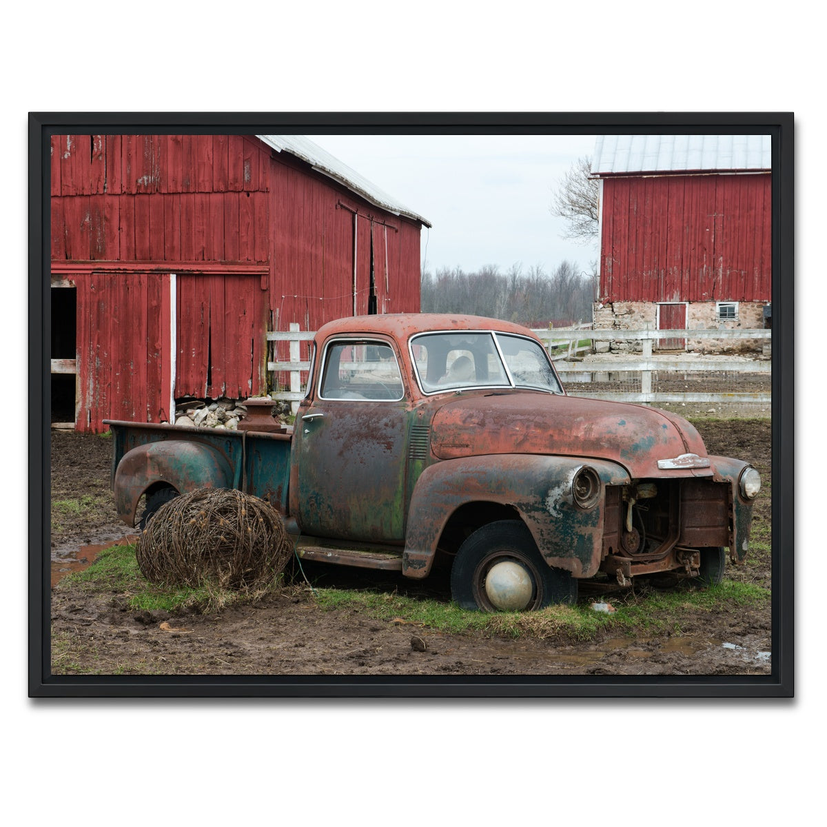 AUTO-MOCKUP WHITE | Old Wisconsin Dairy Farm Truck | 1 Piece | Black Framed Canvas | group=4x3