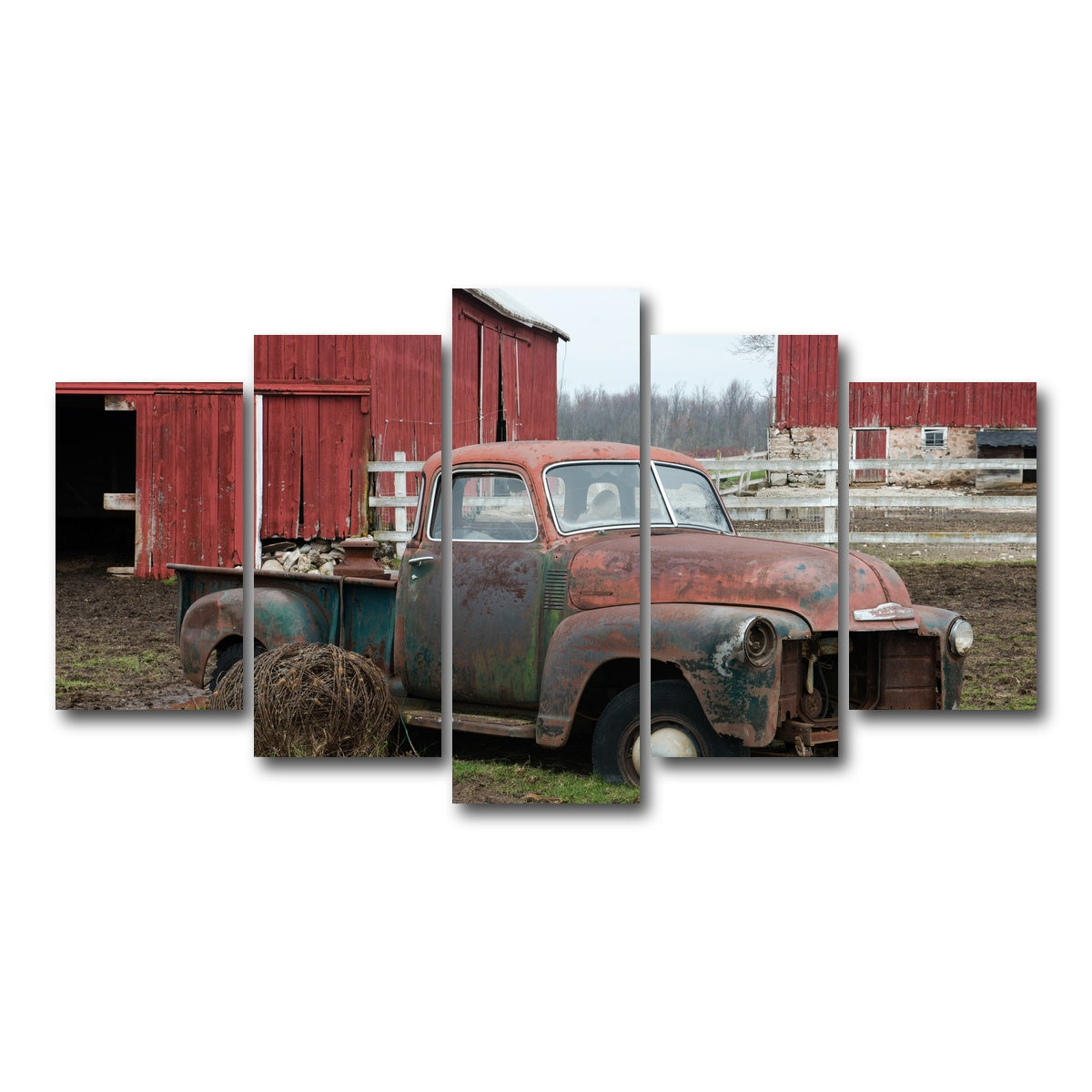 AUTO-MOCKUP WHITE | Old Wisconsin Dairy Farm Truck | 5 Piece | Gallery Wrap Canvas | group=5_normal