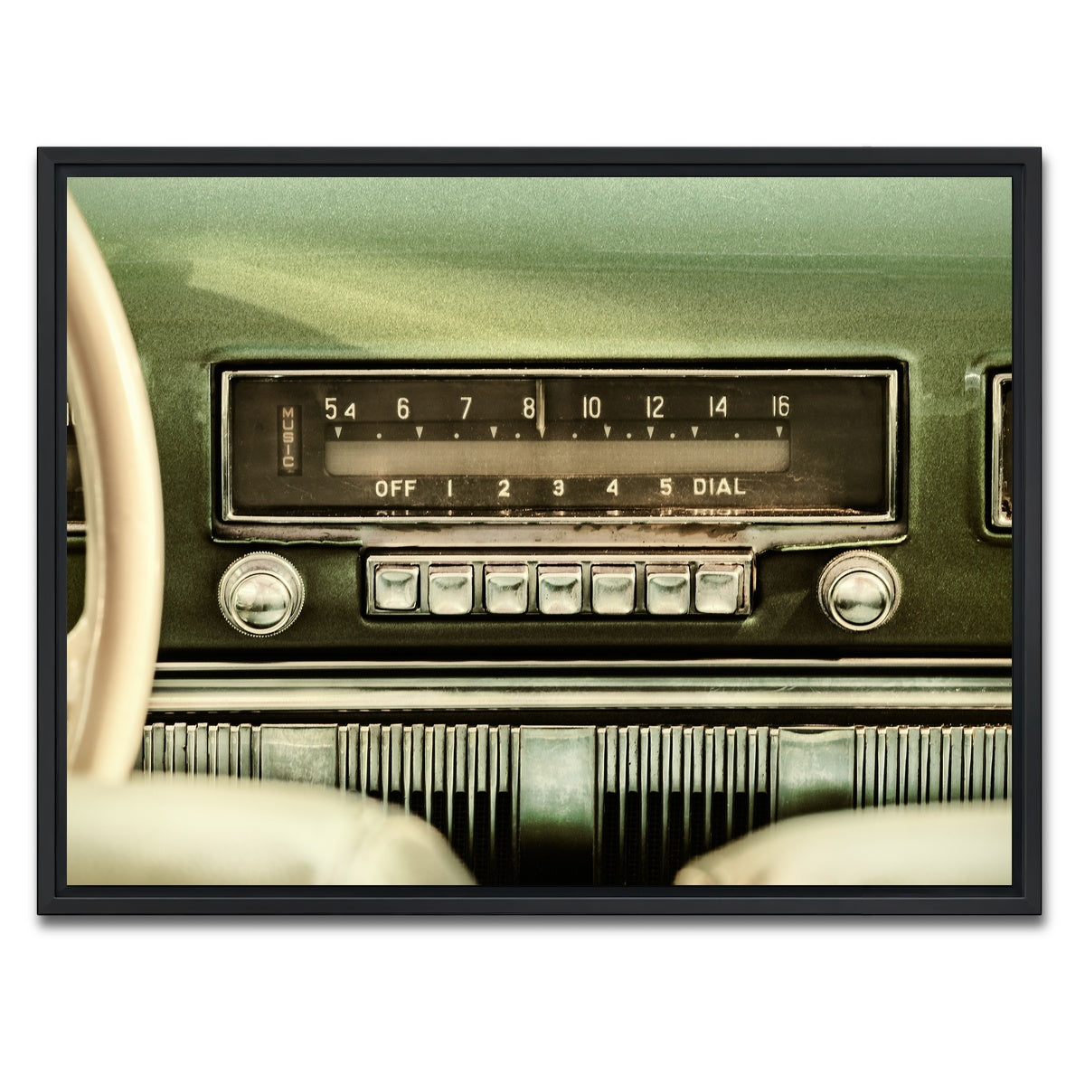 AUTO-MOCKUP WHITE | Old car radio | 1 Piece | Black Framed Canvas | group=4x3