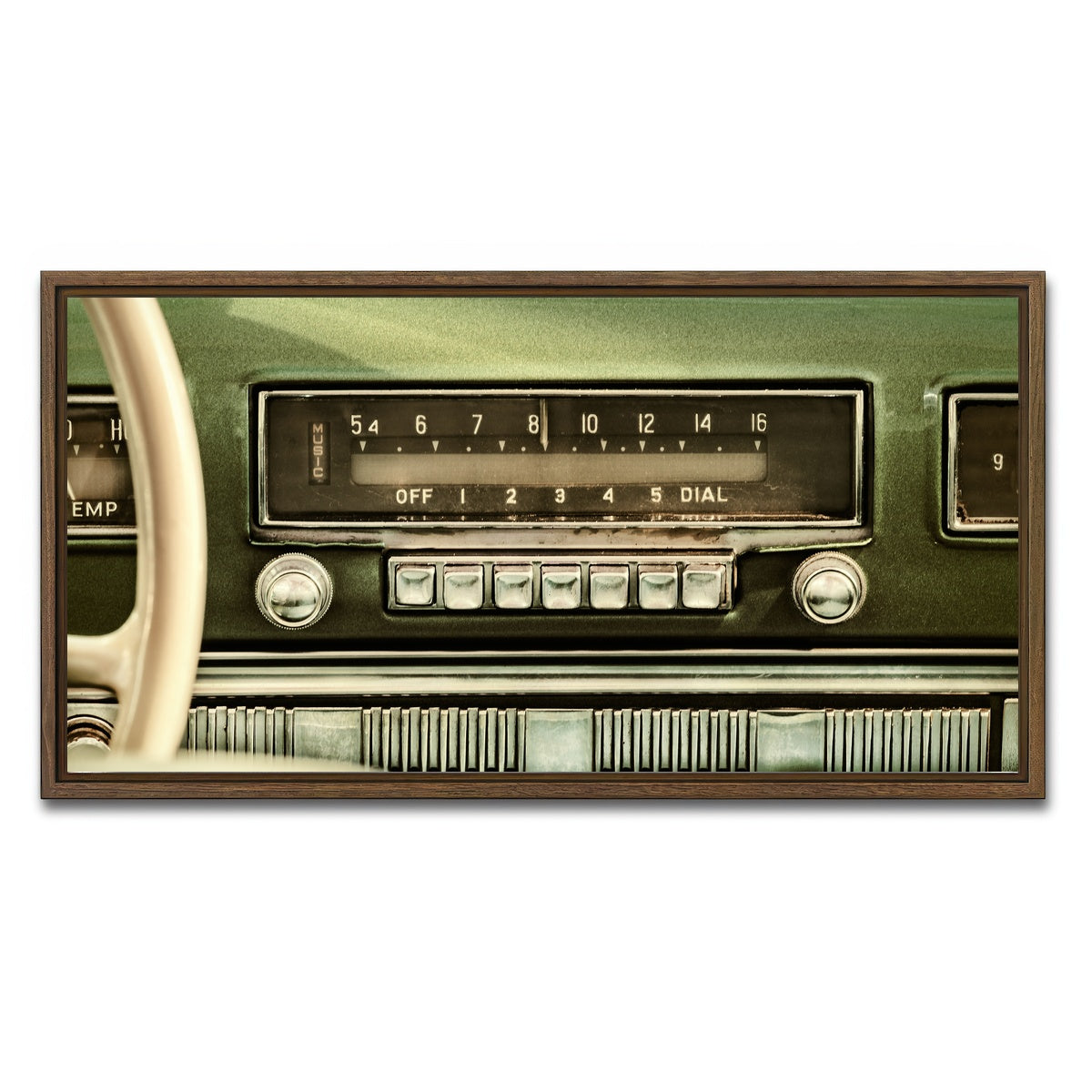 AUTO-MOCKUP WHITE | Old car radio | 1 Piece | Walnut Framed Canvas | group=2x1