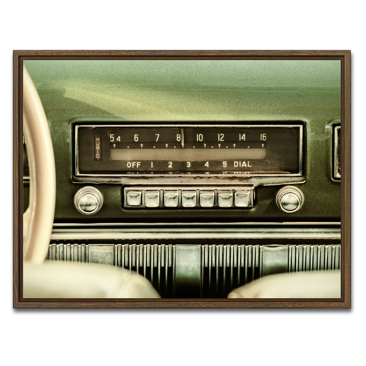 AUTO-MOCKUP WHITE | Old car radio | 1 Piece | Walnut Framed Canvas | group=4x3