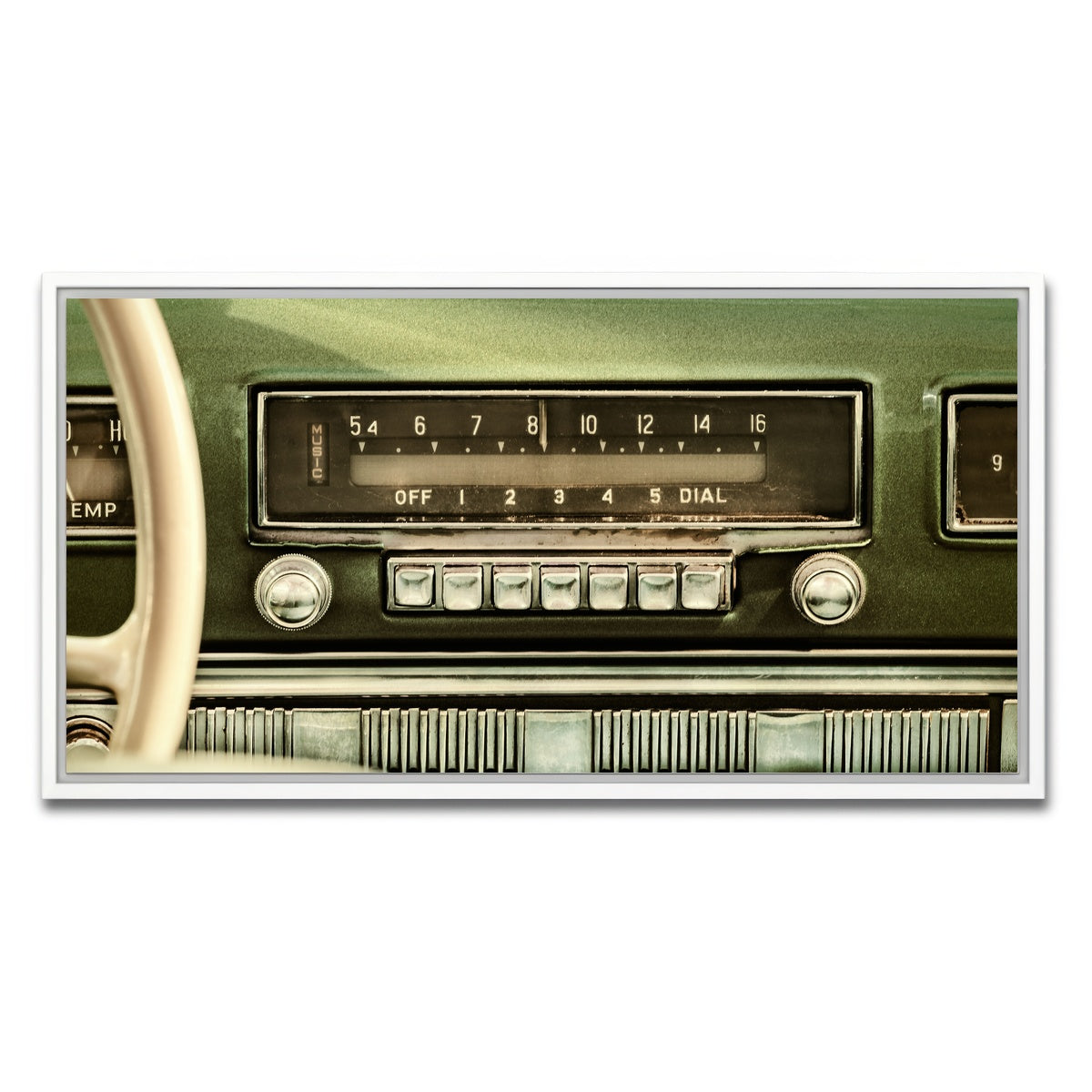 AUTO-MOCKUP WHITE | Old car radio | 1 Piece | White Framed Canvas | group=2x1