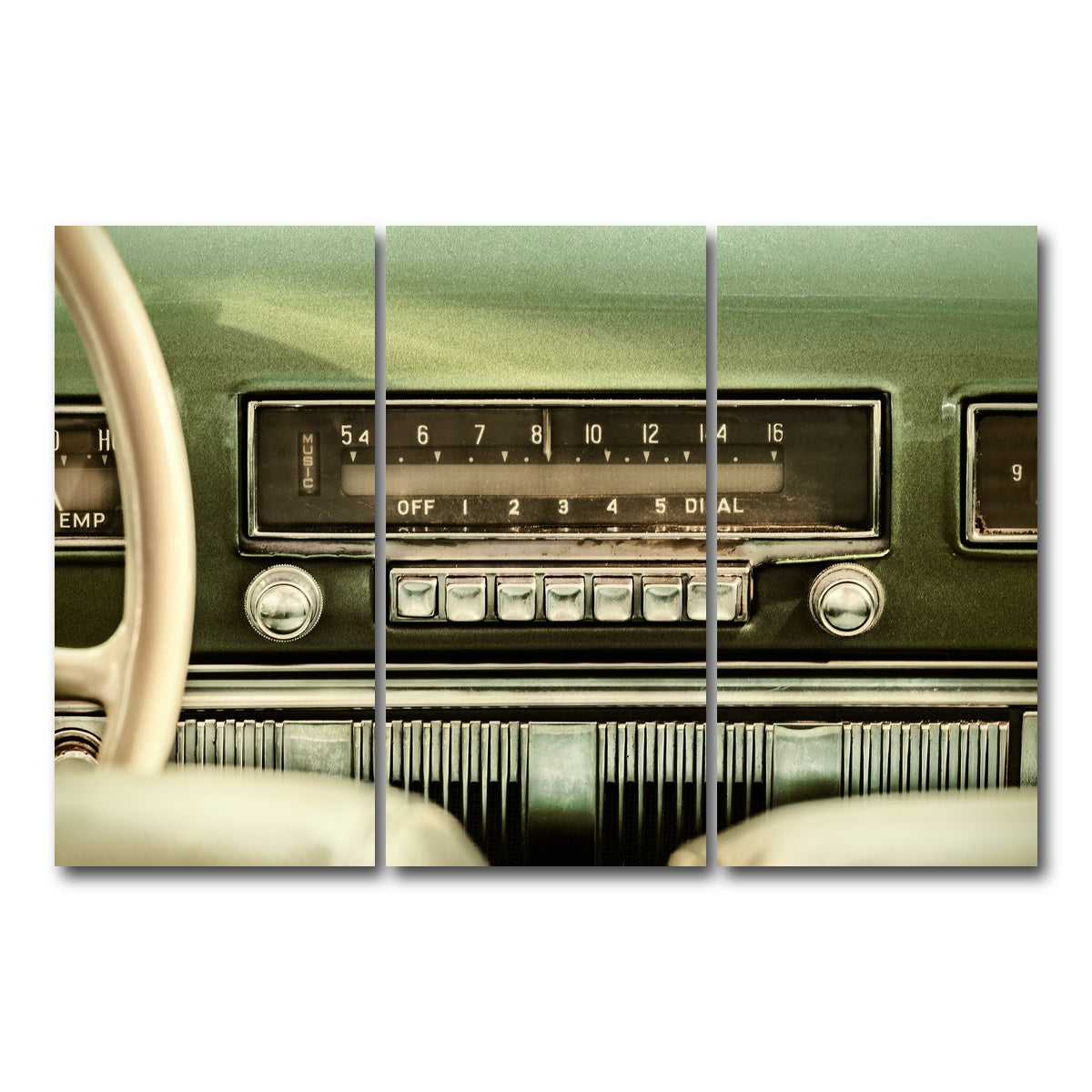 AUTO-MOCKUP WHITE | Old car radio | 3 Piece | Gallery Wrap Canvas | group=12x24