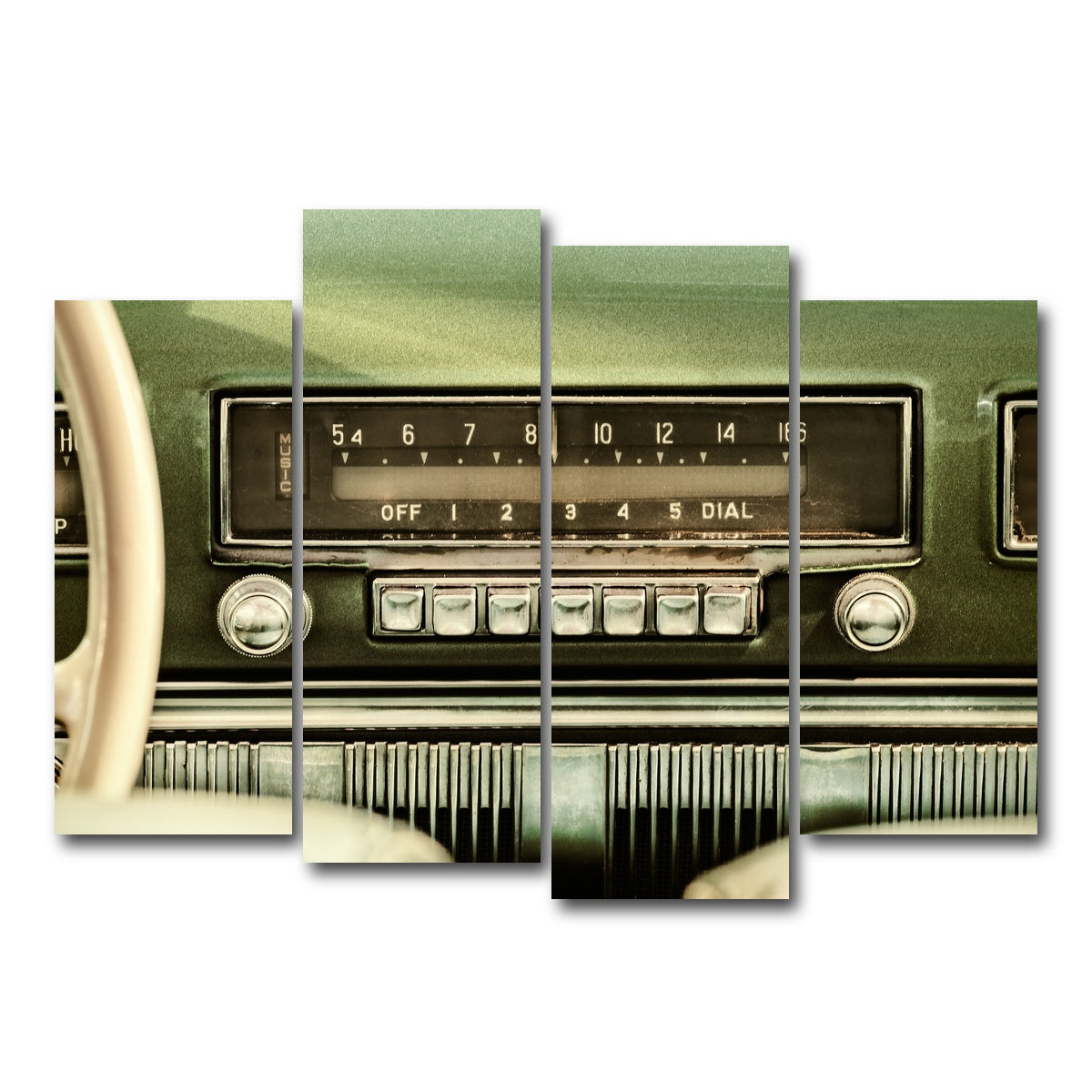 AUTO-MOCKUP WHITE | Old car radio | 4 Piece | Gallery Wrap Canvas | group=4_normal