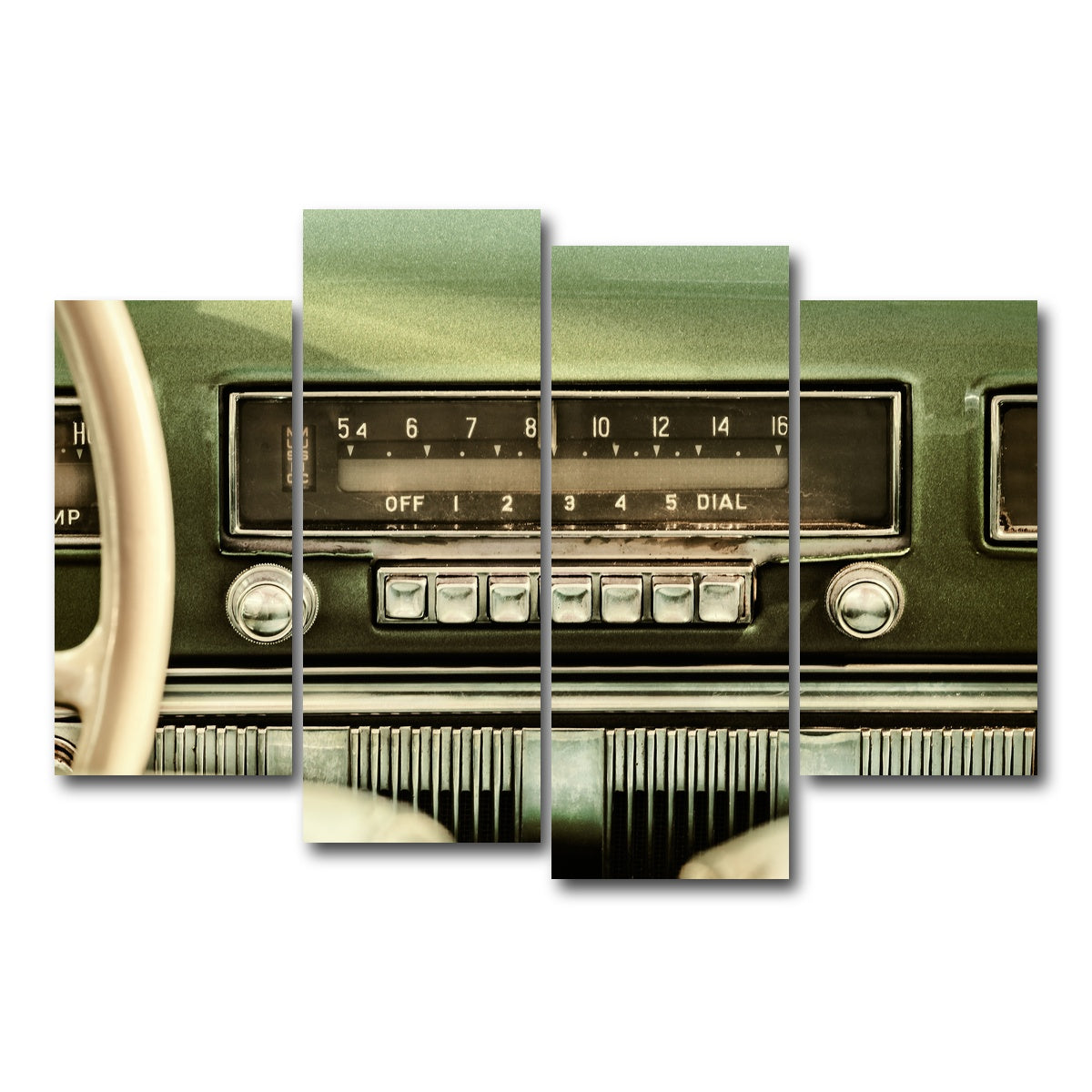 AUTO-MOCKUP WHITE | Old car radio | 4 Piece | Gallery Wrap Canvas | group=4_short