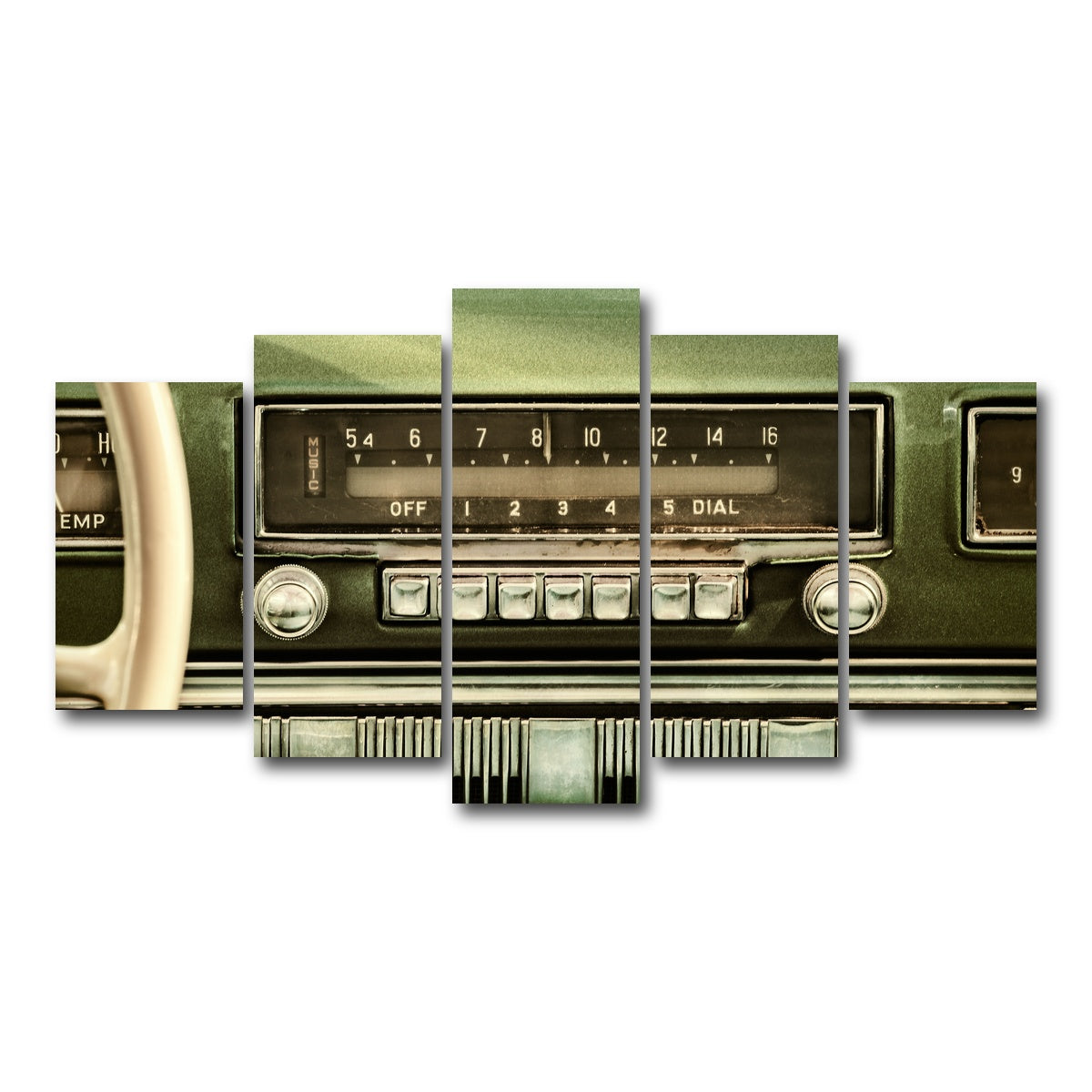 AUTO-MOCKUP WHITE | Old car radio | 5 Piece | Gallery Wrap Canvas | group=5_normal