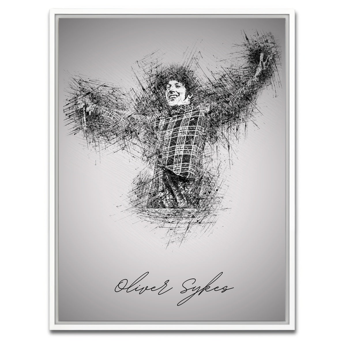 AUTO-MOCKUP WHITE | Oliver Sykes Sketch | 1 Piece | White Framed Canvas | group=3x4