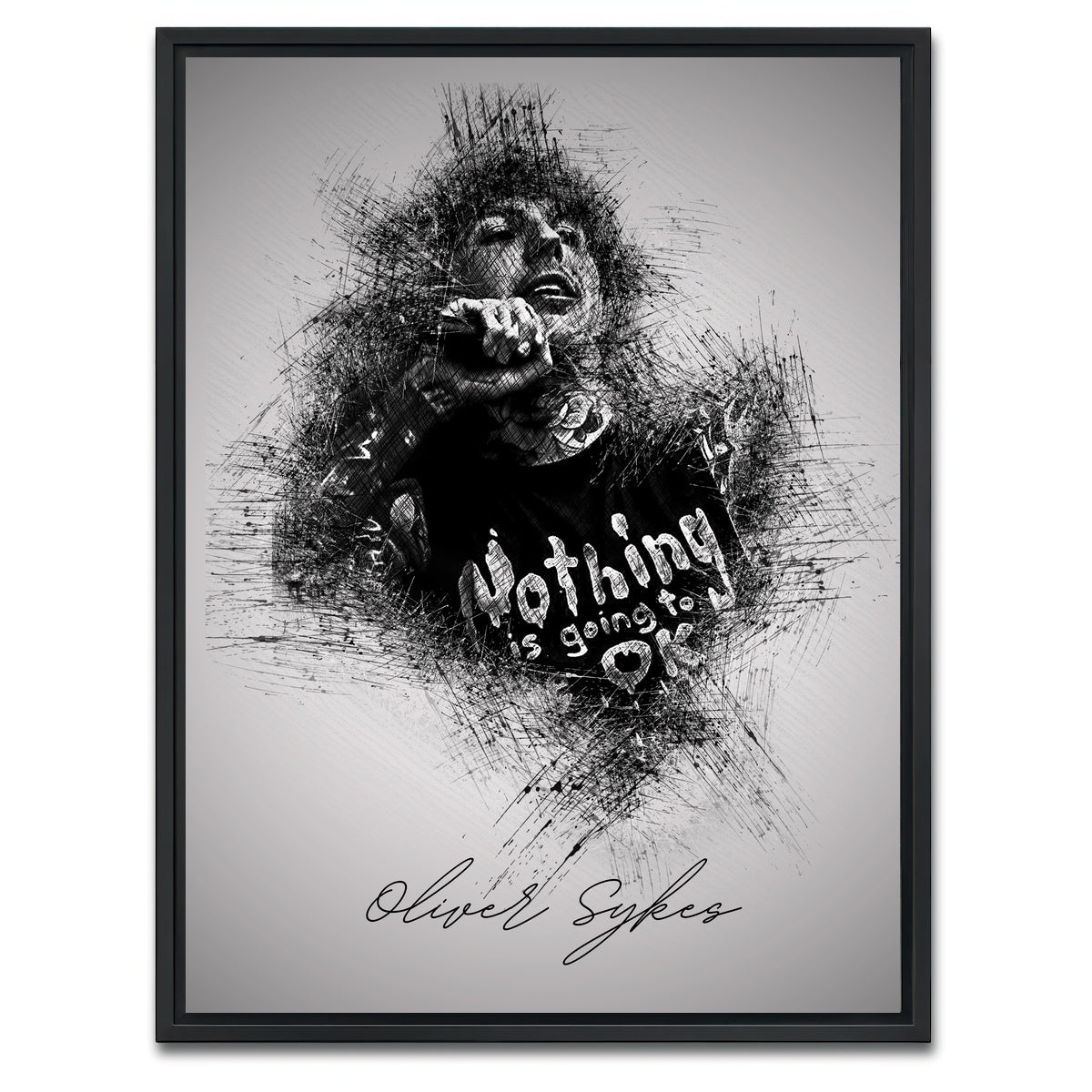 AUTO-MOCKUP WHITE | Oliver Sykes With Mic | 1 Piece | Black Framed Canvas | group=3x4