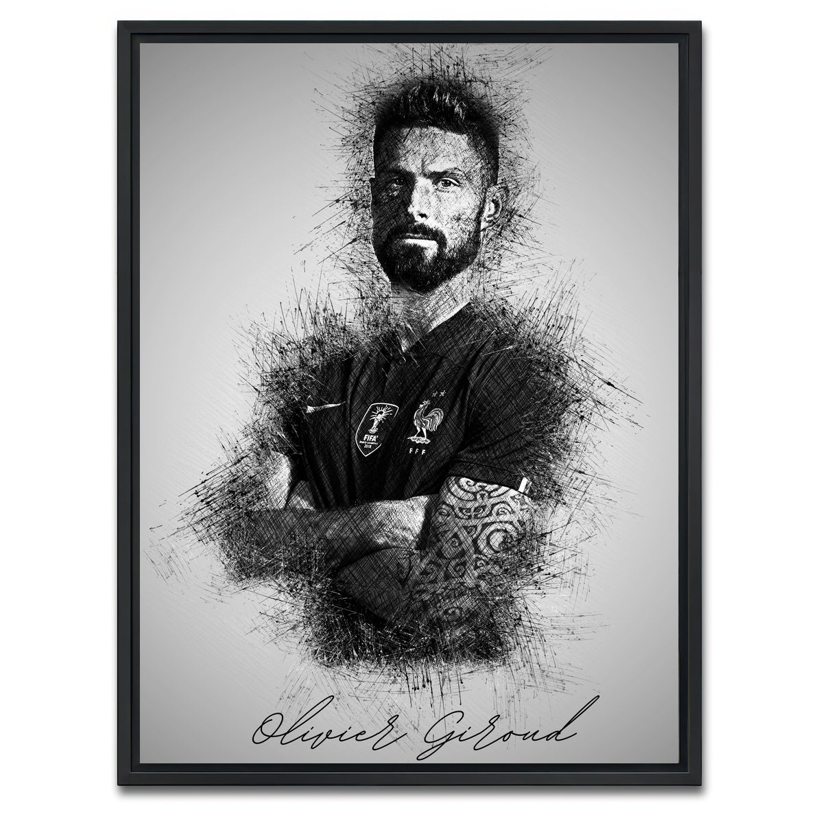 AUTO-MOCKUP WHITE | Olivier Giroud | 1 Piece | Black Framed Canvas | group=3x4