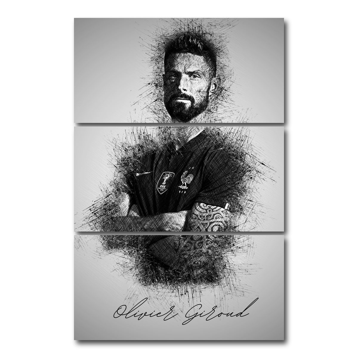 AUTO-MOCKUP WHITE | Olivier Giroud | 3 Piece | Gallery Wrap Canvas | group=12x24_stacked