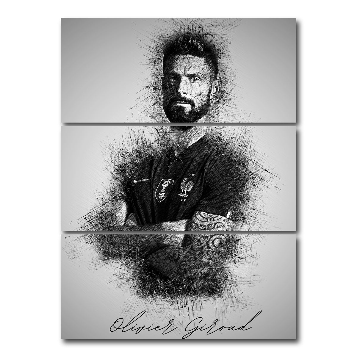 AUTO-MOCKUP WHITE | Olivier Giroud | 3 Piece | Gallery Wrap Canvas | group=8x18_stacked