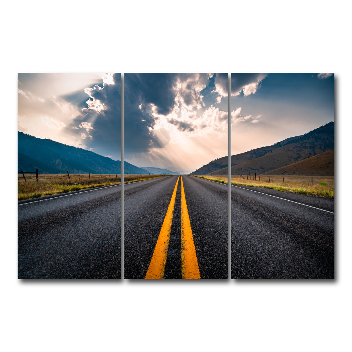 AUTO-MOCKUP WHITE | Open Road | 3 Piece | Gallery Wrap Canvas | group=12x24