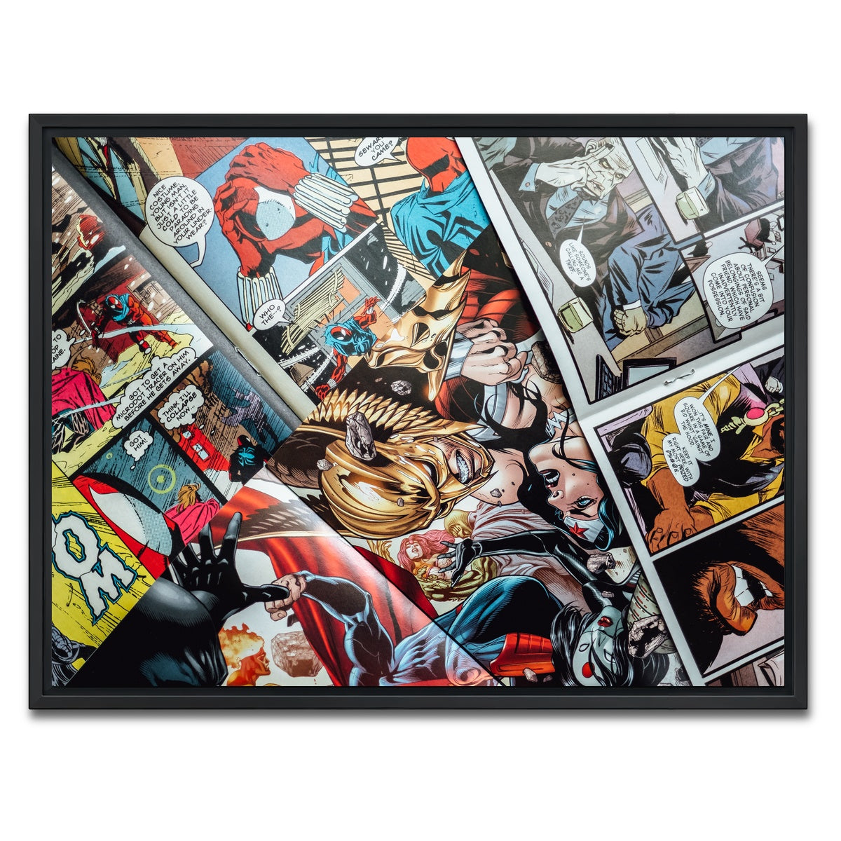 AUTO-MOCKUP WHITE | Open comic book pages | 1 Piece | Black Framed Canvas | group=4x3