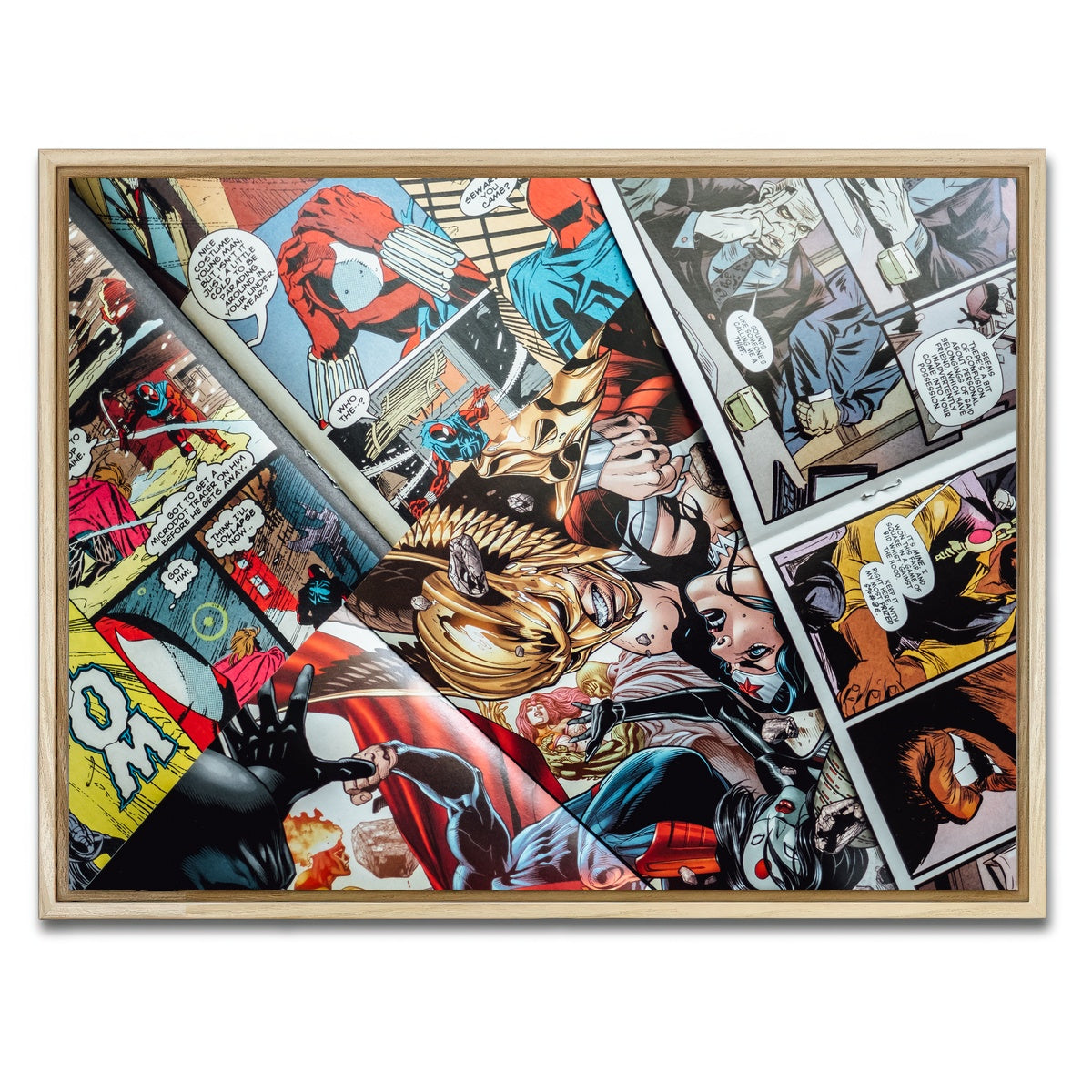AUTO-MOCKUP WHITE | Open comic book pages | 1 Piece | Natural Framed Canvas | group=4x3