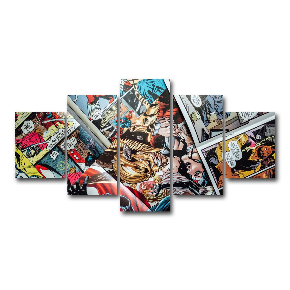 AUTO-MOCKUP WHITE | Open comic book pages | 5 Piece | Gallery Wrap Canvas | group=5_short